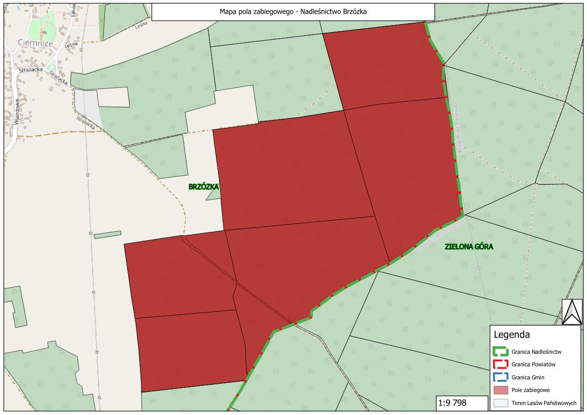 Mapa pola zabiegowego Leśnictwo Szczawnopng
