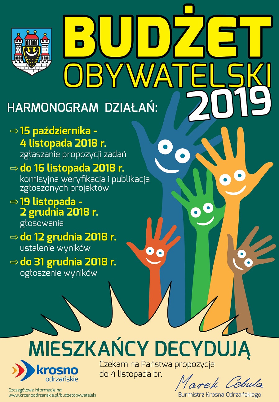 budżet obywatelski 2019 plakat B1 harmonogram