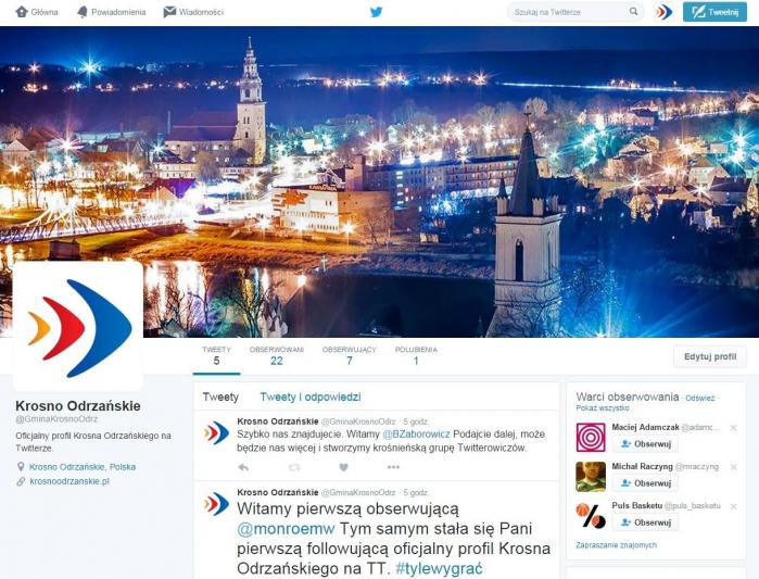 Grafika przadstawiająca konto Krosna Odrzańskiego na twitterze